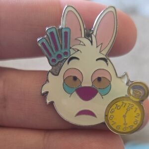 Worried White Rabbit Enamel Pin